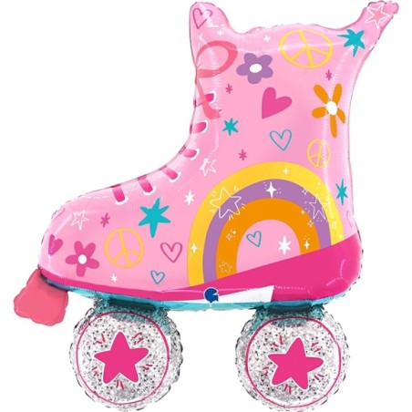 BALLON METALLIQUE ROLLER ROSE 84 CM 