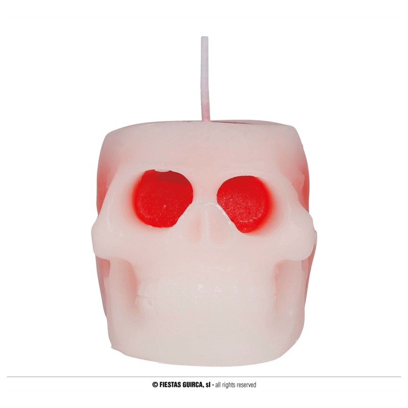 BOUGIE TETE DE SQUELETTE AVEC SANG 6 CM BOUGIE TETE DE SQUELETTE AVEC SANG 6 CM