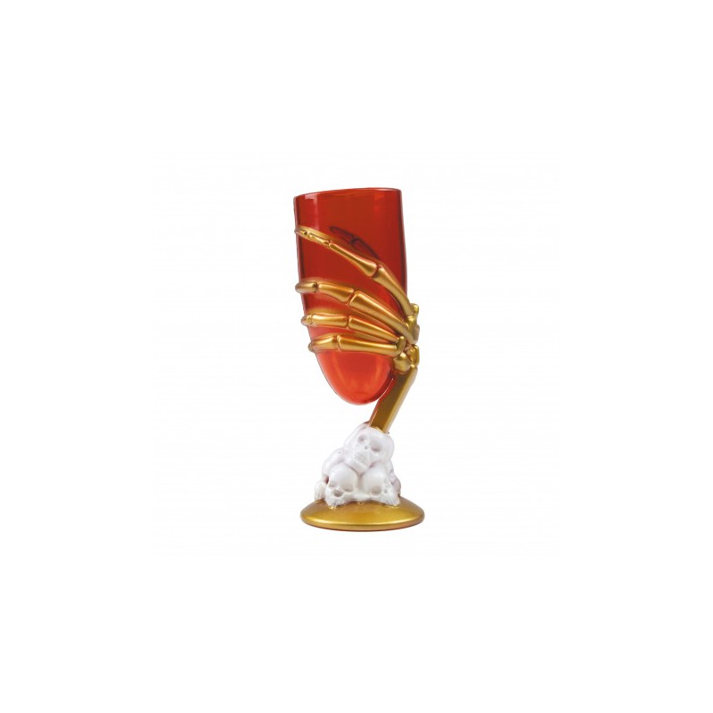 VERRE A PIED ROUGE SQUELETTE HALLOWEEN 17 CM VERRE A PIED ROUGE SQUELETTE HALLOWEEN 17 CM