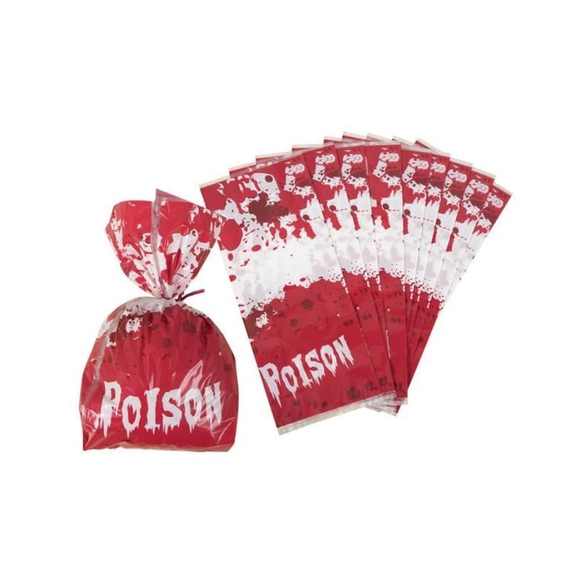 SACHET A BONBON HALLOWEEN SANGLANT PAR 20 10 X 24 CM SACHET A BONBON HALLOWEEN SANGLANT PAR 20 10 X 24 CM