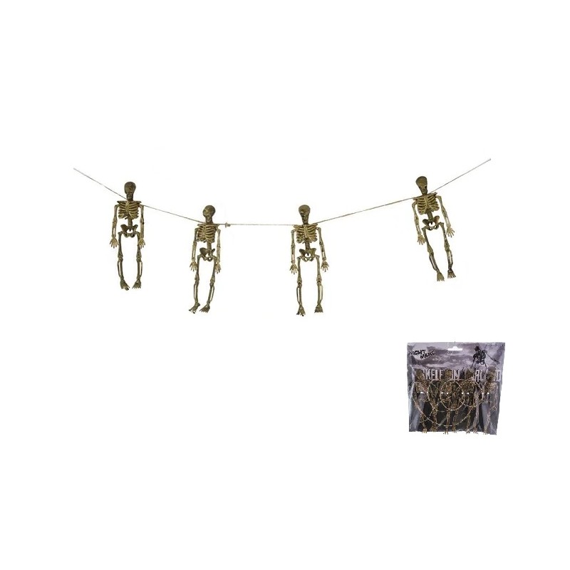 GUIRLANDE HALLOWEEN DE 4 SQUELETTES NOIRS GUIRLANDE HALLOWEEN DE 4 SQUELETTES NOIRS
