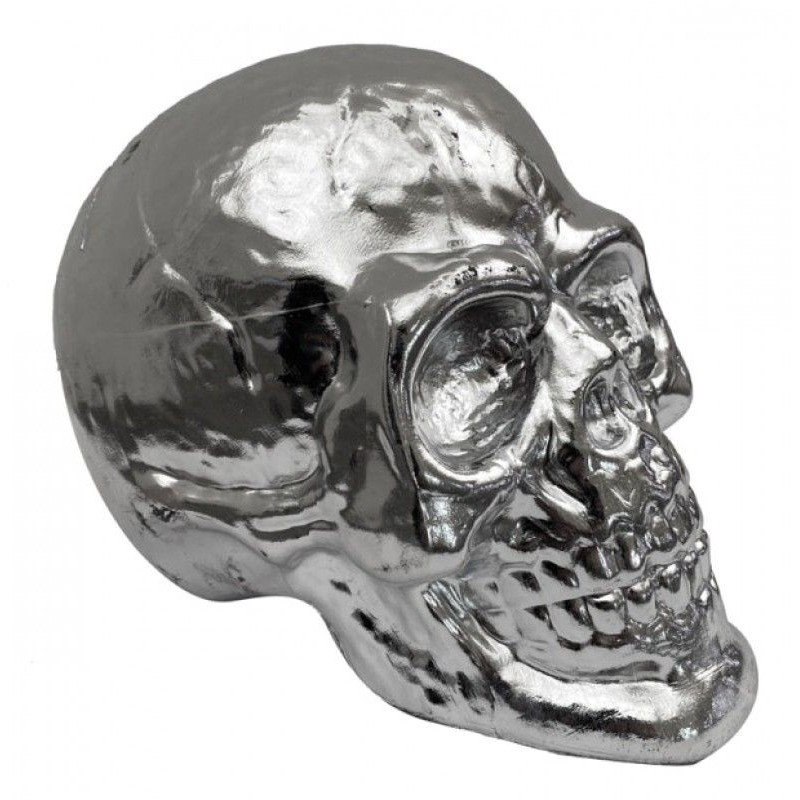 TETE DE MORT ARGENT 17 CM X 11.5 X 13.5 CM TETE DE MORT ARGENT 17 CM X 11.5 X 13.5 CM