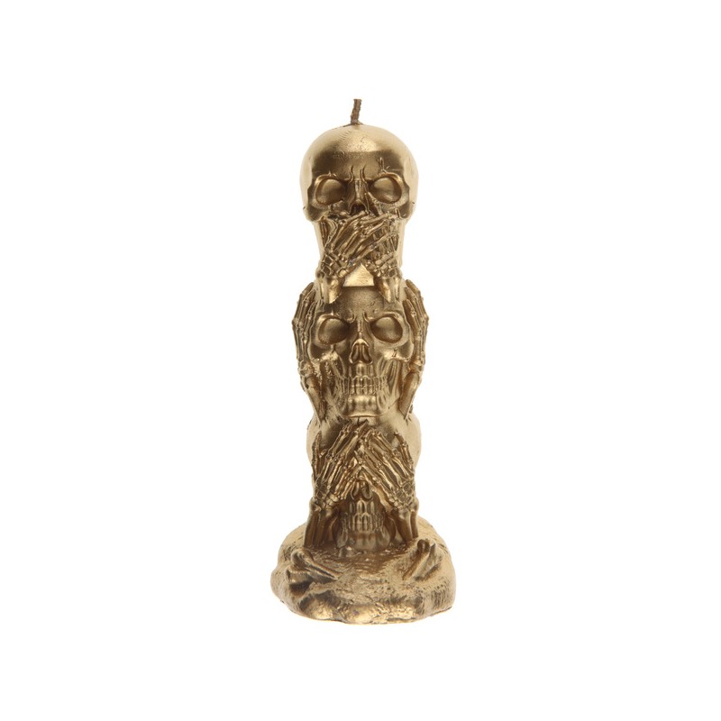 BOUGIES TETES DE MORT OR HALLOWEEN 12.5 CM BOUGIES TETES DE MORT OR HALLOWEEN 12.5 CM
