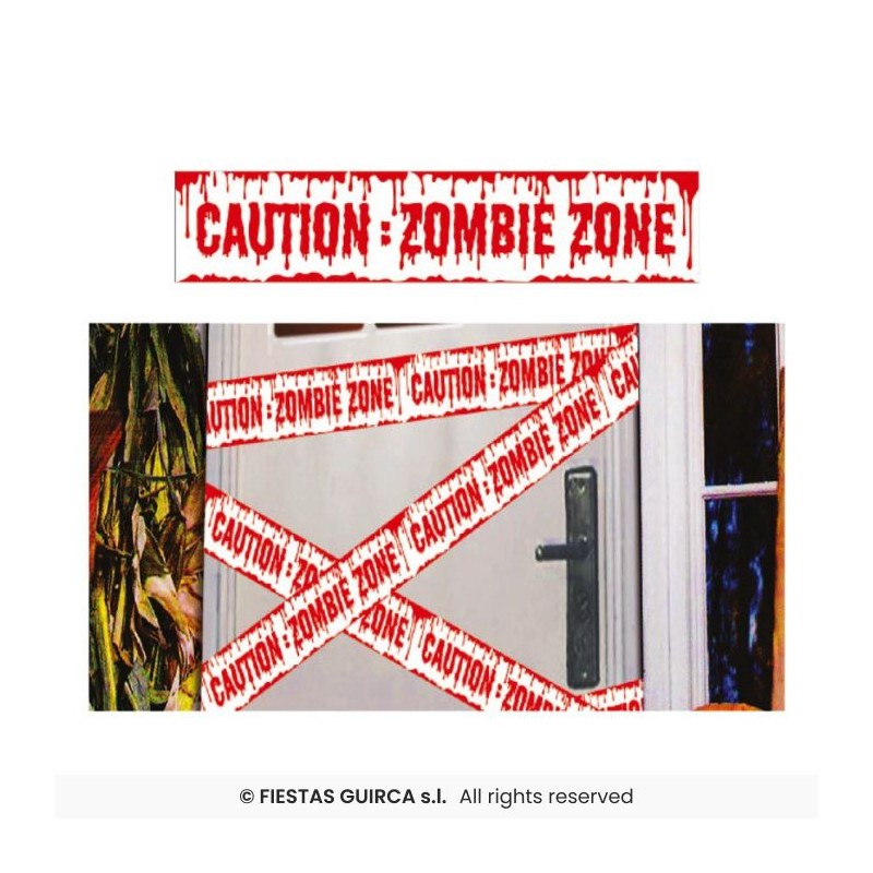 BANDEROLE RUBALISE HALLOWEEN " CAUTION " BANDEROLE RUBALISE HALLOWEEN " CAUTION "