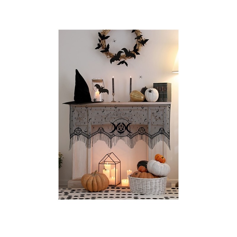 DECORATION EN DENTELLE NOIR 155 X 60 CM DECORATION EN DENTELLE NOIR 155 X 60 CM