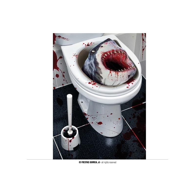 DECORATION HALLOWEEN CUVETTE WC REQUIN 30 X 40 CM DECORATION HALLOWEEN CUVETTE WC REQUIN 30 X 40 CM