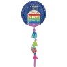 BALLON METALLIQUE  ROND AIRWALKER HAPPY BIRTHDAY MULTICOULEUR 60 X 170 CM 