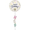 BALLON METALLIQUE  ROND BLANC AIRWALKER HAPPY BIRTHDAY MULTICOULEUR 60 X 170 CM 