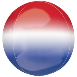 BALLON METALLIQUE ORBZ  BLEU, BLANC, ROUGE 38 CM X 40 CM 