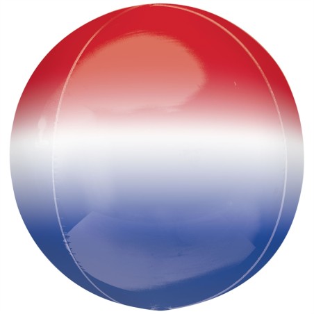 BALLON METALLIQUE ORBZ  BLEU, BLANC, ROUGE 38 CM X 40 CM 