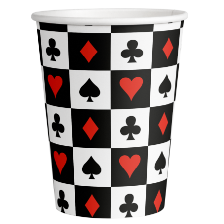 10 GOBELETS CASINO PIQUE TREFLE CARREAU COEUR BLANC ROUGE ET NOIR