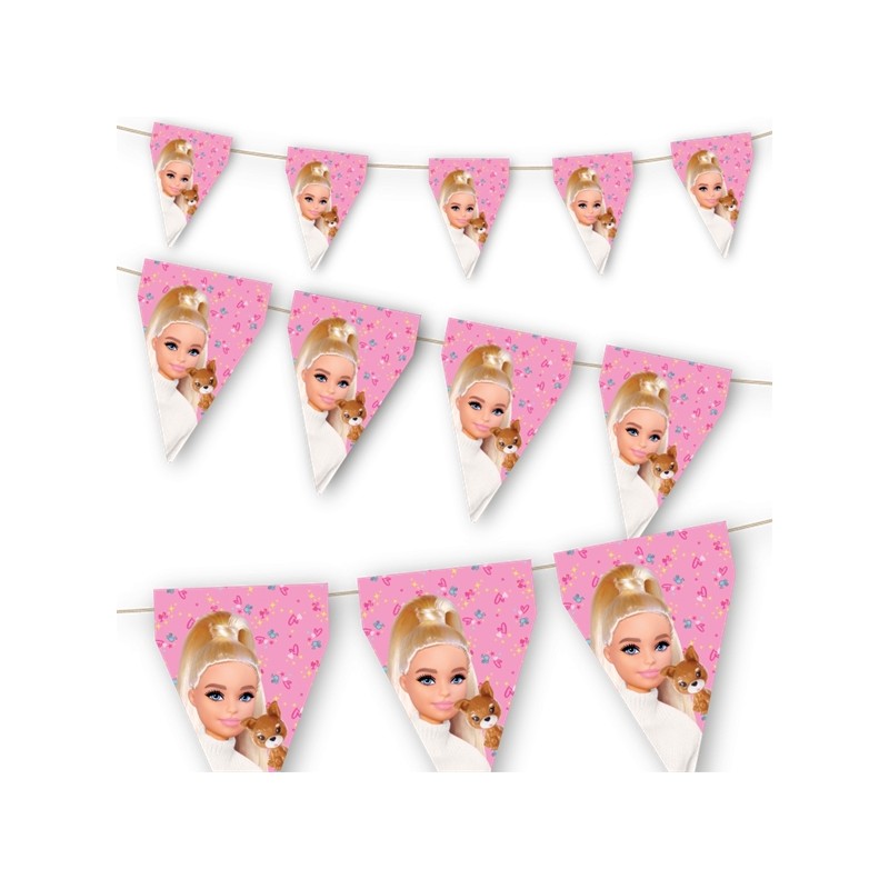 GUIRLANDE PAVILLONS FANIONS BARBIE 300 X 29 CM GUIRLANDE PAVILLONS FANIONS BARBIE 300 X 29 CM