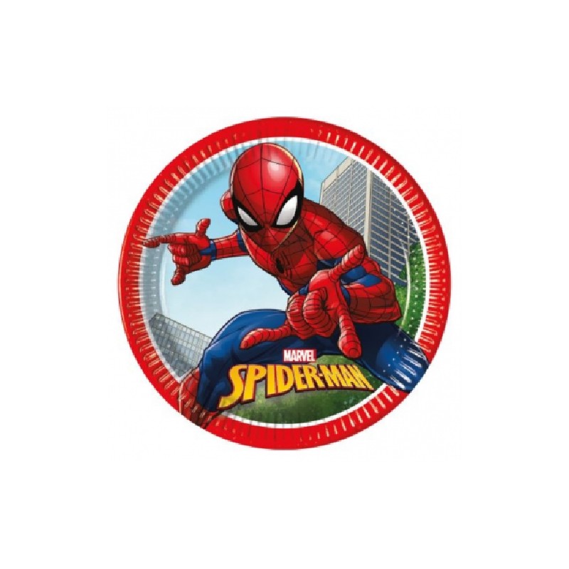 8 ASSIETTES RONDES SPIDERMAN 23 CM 8 ASSIETTES RONDES SPIDERMAN 23 CM