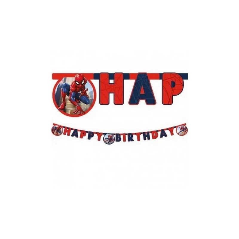 GUIRLANDE LETTRES HAPPY BIRTHDAY SPIDERMAN ROUGE ET BLEU 2 METRES GUIRLANDE LETTRES HAPPY BIRTHDAY SPIDERMAN ROUGE ET BLEU 2 METRES