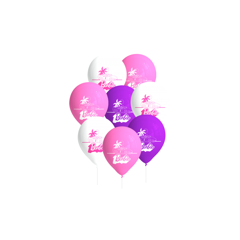 8 BALLONS LATEX BARBIE ROSE BLANC ET LILAS 8 BALLONS LATEX BARBIE ROSE BLANC ET LILAS