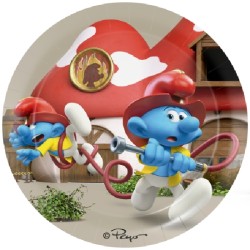 8 ASSIETTES LES SCHTROUMPFS EN CARTON 23 CM