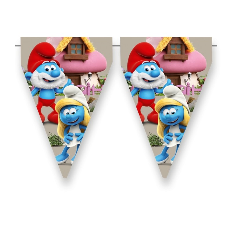 GUIRLANDE FANIONS PAVILLONS LES SCHTROUMPFS 3 METRES