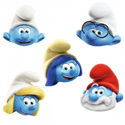 6 MASQUES EN CARTON LES SCHTROUMPFS 