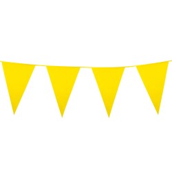 GUIRLANDE PAVILLONS  OU FANIONS JAUNE GRAND MODELE 45 X 30 CM  LONGUEUR 10 M