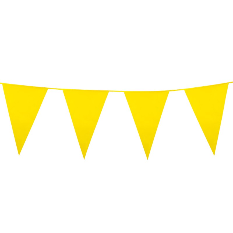 GUIRLANDE PAVILLONS OU FANIONS JAUNE GRAND MODELE 45 X 30 CM LONGUEUR 10 M GUIRLANDE PAVILLONS OU FANIONS JAUNE GRAND MODELE 45 X 30 CM LONGUEUR 10 M
