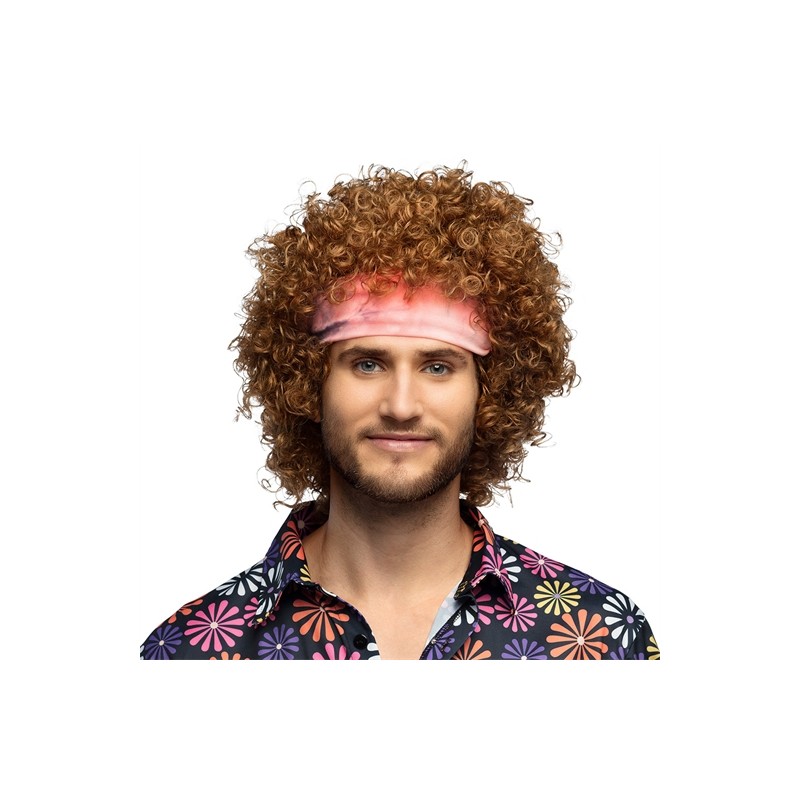 PERRUQUE HIPPIE GROOVE CHEVEUX BOUCLES CHATAIN + BANDEAU PERRUQUE HIPPIE GROOVE CHEVEUX BOUCLES CHATAIN + BANDEAU