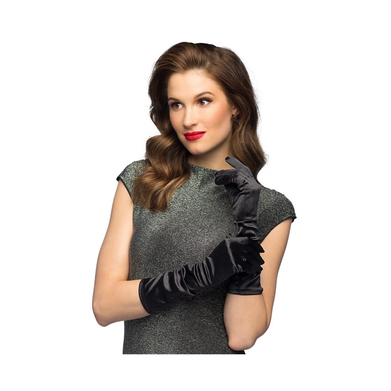 GANTS SATIN NOIRS MONTE CARLO 45 CM GANTS SATIN NOIRS MONTE CARLO 45 CM