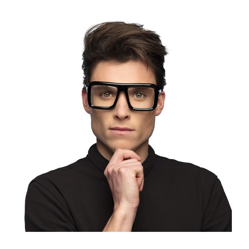 LUNETTES NOIRES CARREES EPAISSES LA HAUT