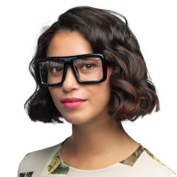 LUNETTES NOIRES CARREES EPAISSES LA HAUT