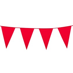 GUIRLANDE PAVILLONS  OU FANIONS ROUGE GRAND MODELE 45 X 30 CM  LONGUEUR 10 M