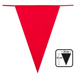GUIRLANDE PAVILLONS  OU FANIONS ROUGE GRAND MODELE 45 X 30 CM  LONGUEUR 10 M