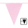 GUIRLANDE PAVILLONS  OU FANIONS ROSE CLAIR GLITTER PAILLETTES 6 METRES