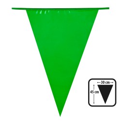 GUIRLANDE PAVILLONS  OU FANIONS VERT GRAND MODELE 45 X 30 CM  LONGUEUR 10 M