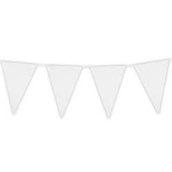 GUIRLANDE PAVILLONS  OU FANIONS BLANC GRAND MODELE 45 X 30 CM  LONGUEUR 10 M