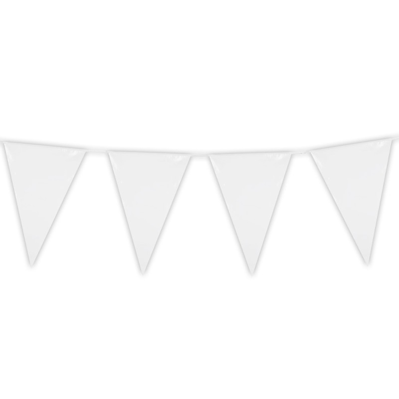 GUIRLANDE PAVILLONS  OU FANIONS BLANC GRAND MODELE 45 X 30 CM  LONGUEUR 10 M