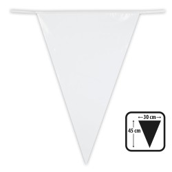 GUIRLANDE PAVILLONS  OU FANIONS BLANC GRAND MODELE 45 X 30 CM  LONGUEUR 10 M