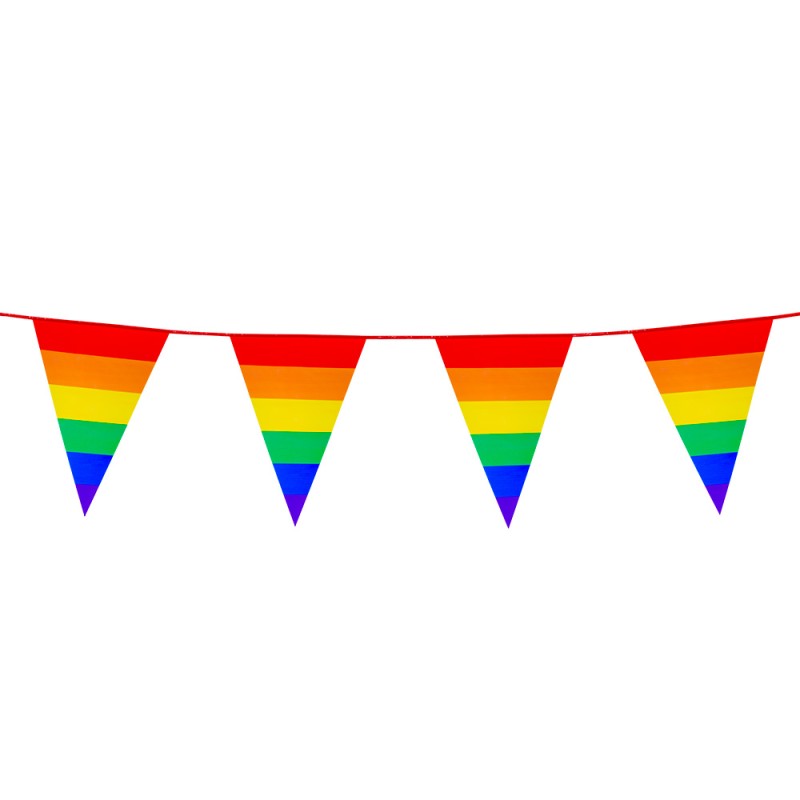 GUIRLANDE PAVILLONS  OU FANIONS ARC EN CIEL RAINBOW 10M