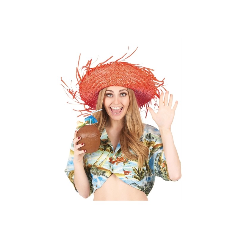 CHAPEAU DE PAILLE HAWAI COULEUR ORANGE CHAPEAU DE PAILLE HAWAI COULEUR ORANGE