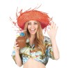CHAPEAU DE PAILLE HAWAI COULEUR ORANGE