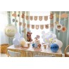 2 ROSETTES DECORATIVES OURS COULEURS CREME ROSE ET BLEU