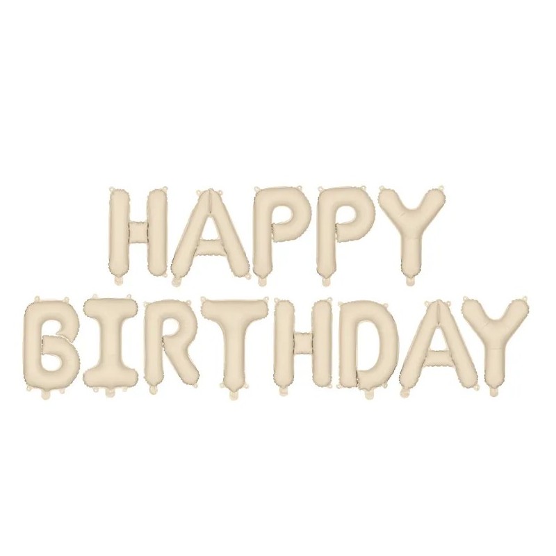 GUIRLANDE BALLONS METALLIQUES GONFLAGE AIR HAPPY BIRTHDAY BLANC CREME 340X35 CM GUIRLANDE BALLONS METALLIQUES GONFLAGE AIR HAPPY BIRTHDAY BLANC CREME 340X35 CM