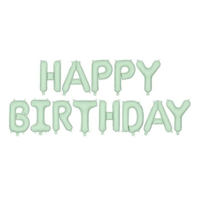 GUIRLANDE BALLONS METALLIQUES GONFLAGE AIR HAPPY BIRTHDAY VERT PASTEL 340X35 CM GUIRLANDE BALLONS METALLIQUES GONFLAGE AIR HAPPY BIRTHDAY VERT PASTEL 340X35 CM