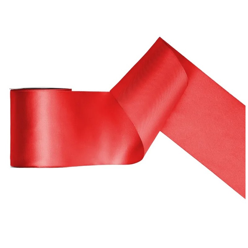 RUBAN SATIN ROUGE  100 MM X 25 M