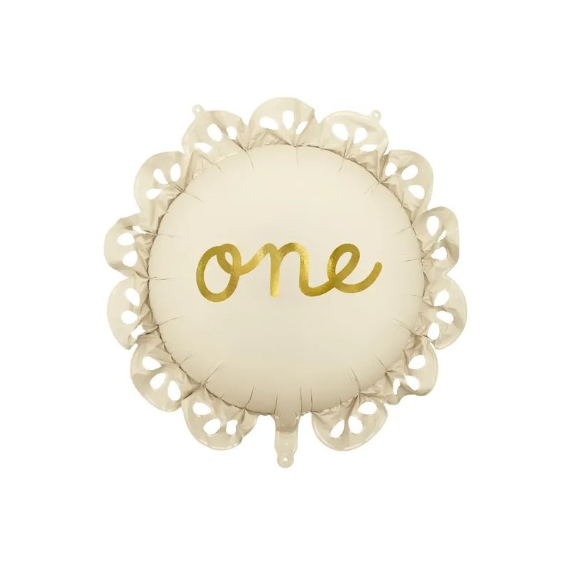 BALLON METALLIQUE ROND ONE BLANC CREME 52 CM GONFLE BALLON METALLIQUE ROND ONE BLANC CREME 52 CM GONFLE