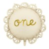 BALLON METALLIQUE ROND ONE BLANC CREME 52 CM GONFLE