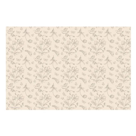 NAPPE POLY COTON HYDROPHOBE BEIGE AVEC FLEURS 120 X 180 CM