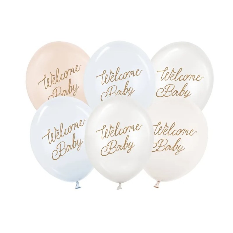 6 BALLONS LATEX WELCOME BABY MIX PASTEL BLEU 30 CM 6 BALLONS LATEX WELCOME BABY MIX PASTEL BLEU 30 CM