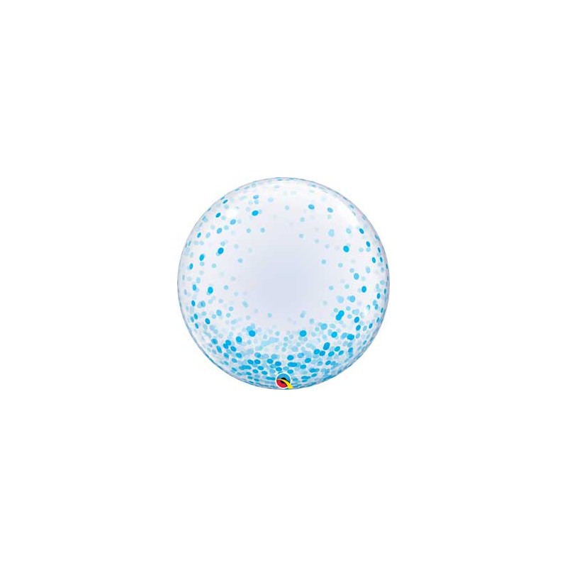 BALLON BUBBLES DECO CONFETTIS BLEU 61 CM