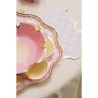 8 ASSIETTES FLEURS PASTEL 18 CM LILAS ROSE VERT JAUNE OR ASSORTIS