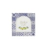 16 SERVIETTES DOLCE VITA BLEU ROI , BLANC ET OR + CITRONS 33 X 33 CM 3 PLIS