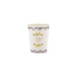 8 GOBELETS DOLCE VITA BLEU ROI , BLANC ET OR + CITRONS 255 ML